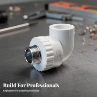 White Plastic Thread Adapter Ribbed Collar PPR Elbow Fitting Male Threaded Elbow Fitting
