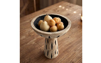 Wooden Pedestal Bowl Handcrafted Wood Display Riser Round rack for Entryway Table, Bookshelf