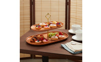 Afternoon Tea Stand Versatile Double layer Serving Stand Detachable Faux Wood Grain Fruit Plate for Wedding