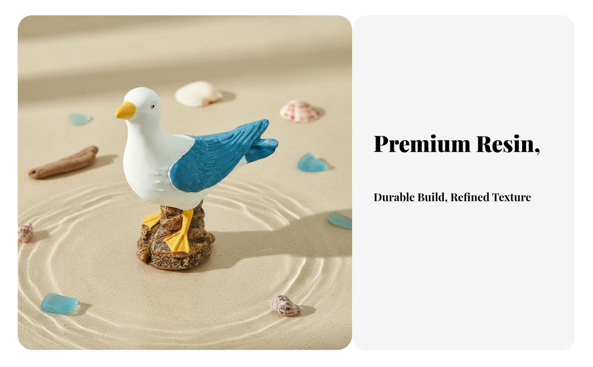 Seaside Theme Bird Model Sea Themed Resin Seagull Figurine Realistic Design Sea Bird Figurine for Beach Lovers, Living Room, Tabletop