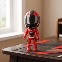 Motorcycle Helmet Action Figure with Movable Joints Mixed-Material Motorcycle Motorcyclist Figure Racer Model Articulated
