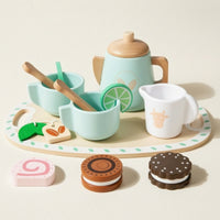 Wooden Tea Party Toy Creative Wooden Tea Set Tabletop for Daycare