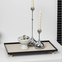Faux Leather Tray Multi-Functional Tray with Ball Feet Home Decor for Vanity, Dresser, Countertop
