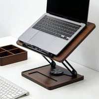 Wooden Book Rest with Swivel Base Hands Rotating Book Stand Space-Saving Paper Holder for Desk, Home Office
