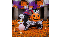 Halloween Inflatable Skeleton Dog Weather-Resistant Halloween Inflatable Dog Yard Decoration with Pumpkin Oversized 3D for Lawn