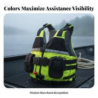 Water Emergency Flotation Vest Sturdy Ripstop Nylon Rapid Water Emergency PFD Kayaking Flotation Vest Front Zip Entry Flotation