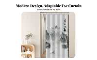 No-Drill Installation Chinese Landscape Noren Includes Telescopic Rod Room Divider Privacy Screen Doormethod Curtain Ink Wash Painting Design for Homeowners, Fans of Asian Culture, Restaurant Owners, Bedroom, Kitchen, Shop