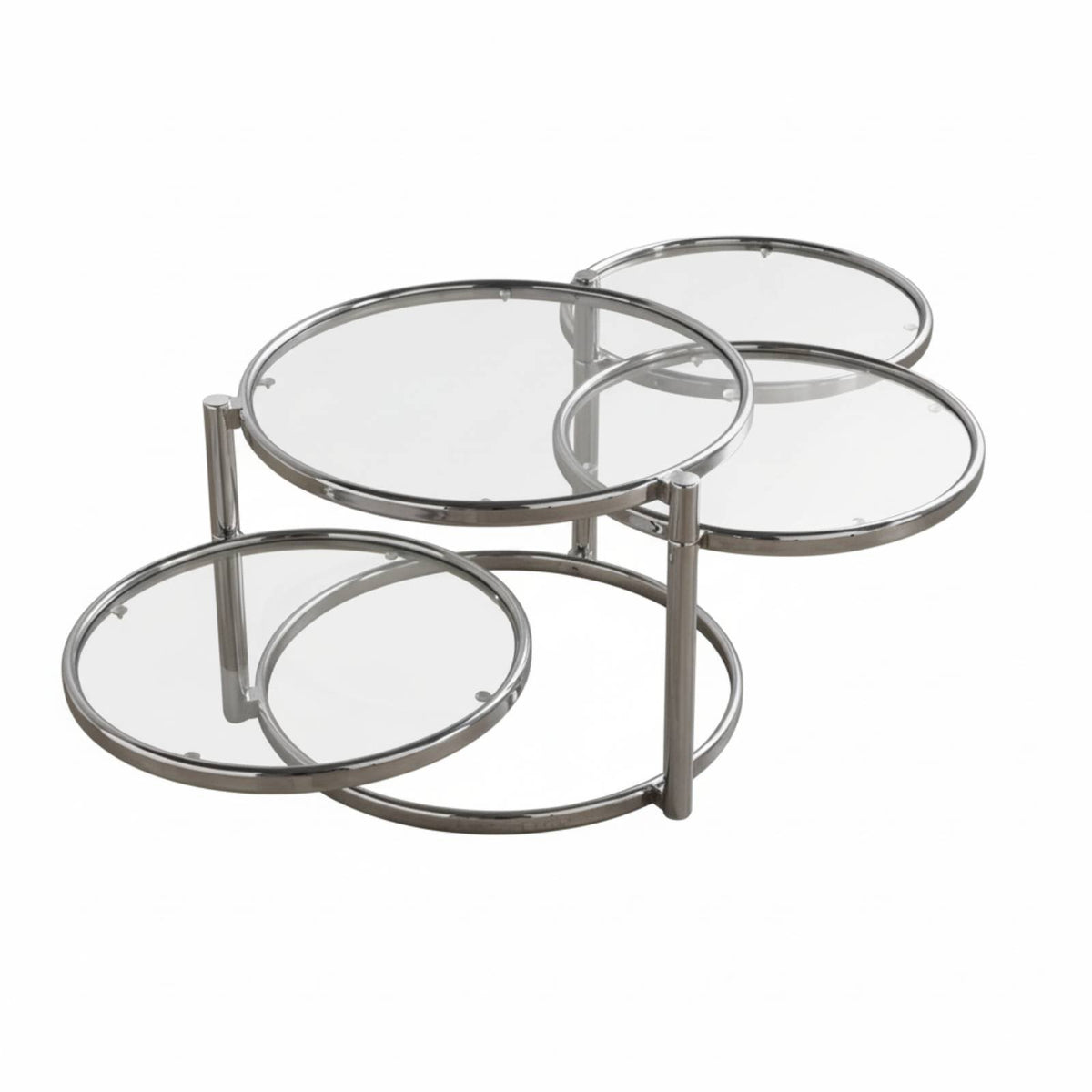 Minimalist design 2-Tier rotating Coffee Table Glass Top Household Furniture Space-Saving Sturdy and Stable for Apartment Dwellers, Homeowners, Adults, Living Room, Lounge Area, Bedroom, Office