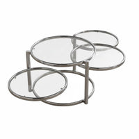 Minimalist design 2-Tier rotating Coffee Table Glass Top Household Furniture Space-Saving Sturdy and Stable for Apartment Dwellers, Homeowners, Adults, Living Room, Lounge Area, Bedroom, Office