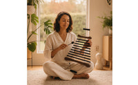 Wind Chime with Mallet 10-Tone Bar Chime with Bag Percussion Instrument Suspended Black for Meditators, Meditation