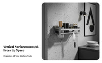 Drillwithout Installation Multifunctional Wall-Mounted Utensil Rack Multi-Functional Design Multifunctional Utensil Holder Space-Saving Kitchen Organizer Strong Load-Bearing for Renters, Families, Adults, Apartment, over Countertop, Pantry, Coffee Station