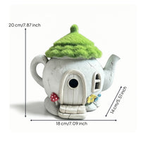 Miniature Fairy House Resin Fairy Garden House with Moss Roof Lighted Mini Cottage Forest for Hobbyists, Gardeners, Micro Landscape, Patio