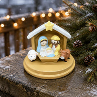 Resin Christmas Ornament Gift Idea Nativity Figurine Hand-Painted for Balcony