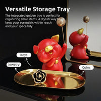 Pig Figurine Decorative Tray, Resin Desk Decor 18x14.5x19cm, Trinket Tray Key Bowl Watch Holder for Entryway Table