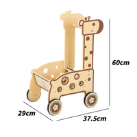 Wooden animal Pusher Early Learning animal Shopping Cart Sturdy Wood Wooden Shopping Cart for Nursery