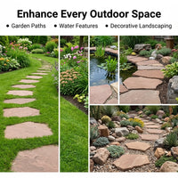 Garden Stepping Stones, Reddish-Brown Stone Stepper, Non-Slip Weatherproof Outdoor Pathway Paver for Courtyard, Hard Wear-Resistant