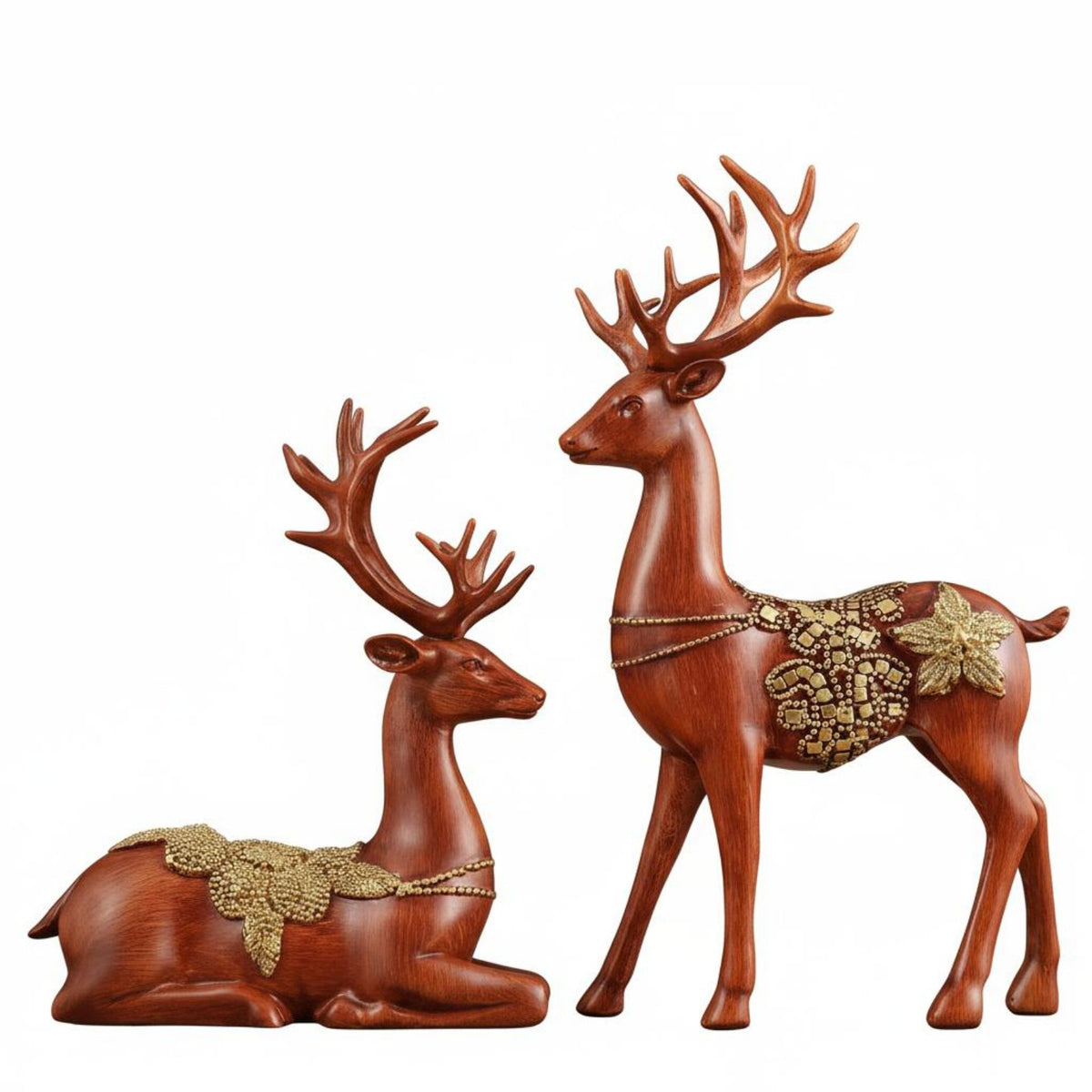 2 Pieces Creative Wedding Gift Nordic Deer Figurine Set Detailed Craftsmanship Plum Blossom Deer Statues Vivid Design for Newlyweds, Bedroom