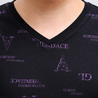 V Neck T Shirts Men with Embroidered Striped Design, Big Tall in Extended Sizes up to 7XL, Moisture Wicking Short Sleeve for Daily Wear