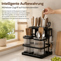 Knife Block Without Knives, Matte, Wall-Mounted for Small Apartments, Kitchen Knife Holder with Utensil Organizer, Carbon Metal