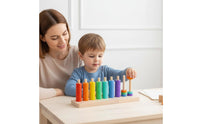 Wooden Bead Threading Board Color Sorting Preschool Counting Frame Early Learning Bead Sorter for Preschoolers, Kindergarten Kids, Classroom