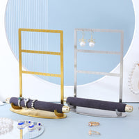 Freestanding Jewelry Display Stand Hanging Holes Earring Holder Cushioned Rod Finger Adornment Holder Oval Base