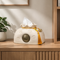Decorative Tissue Box with Fu Design, Stylish Cosmetic Tissue Box for Living Room & Desk