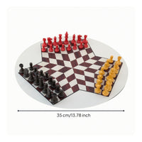 3-Player Chess Set Portable Three-Player Chess Chessboard Beginner-Friendly Sturdy for Families, Travel, Classroom