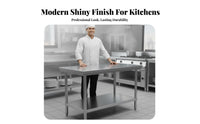 Easy to Clean Stainless Steel Work Table Rust-Resistant Commercial Food Prep Table Long-Lasting Commercial Food Prep Station High Load Capacity for Restaurant Owners, Workshop Workers, Bakery, Hotel, Garage, Laundry Room