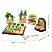 Toddler Toys Mini Garden Set, Childrens Garden Set 10.2x6.6x10cm, Girls Pretend Play Kit with Rake, Watering Can & Potted Plants