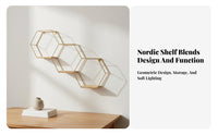 Nordic Design Iron Art Wall Hanging No-Drill Installation Geometric Metal Wall Rack Decorative Geometric Hanging Shelf Easy to Hang for Living Room, Bedroom, Entryway