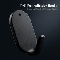 Carbon Steel Wall Hooks 5 Pack, Heavy Duty Adhesive Wall Hooks No Drill for Kitchen , Damage Home Storage Organizer for Apartment Decor