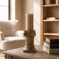 Column Candle Holder Roman StoneTextured Candle Holder Aged Candlesticks for Entryway