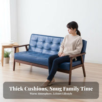 Retro Design Button-Tufted Loveseat Minimalist Design Button-Tufted Settee Space-Saving Living Room Seating High-Density Foam Cushion for Apartment Dwellers, Young Adults, Office Managers, Bedroom, Lounge, Entryway