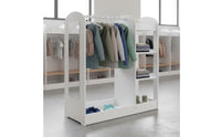 Kids Dress up Center with Mirror Rounded Corners Kids Armoire with Shelves Easy to Clean Young Child Dress up Wardrobe for Bedroom, Daycare