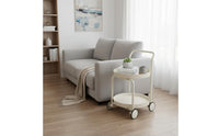 Space Saving Sofa End Table with Wheels Multifunctional Mobile End Table Nordic Design for Living Room, Small Areas, Bedroom