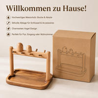 Key Board Organizer with Tray, Decorative Key Holder made of Beech & Acacia, 16x17x3cm, for Entryway