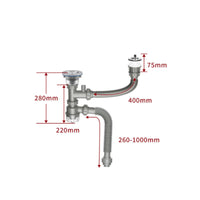 Double Sink Drain tube  Kit Anti-Odor Sink Drain Set Fast Drainage for Lavatory