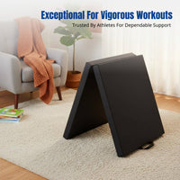 Two-Fold Exercise Mat with Carrying Handles Padded Gymnastics Mat with Carrying Handles Portable for Gymnasts, Tumbling
