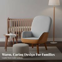 Ergonomic Support Upholstered Nursing Armchair Comfortable Cushioning Feeding Chair High-Back Design Nursery Furniture Soft Upholstery for Postpartum Women, New Mothers, Parents, Bedroom, Living Room, Office