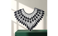 Beaded Neckline Applique Decorative Mesh Neckline Panel with Sequins Sequin Collar Panel Shiny for Dressmakers