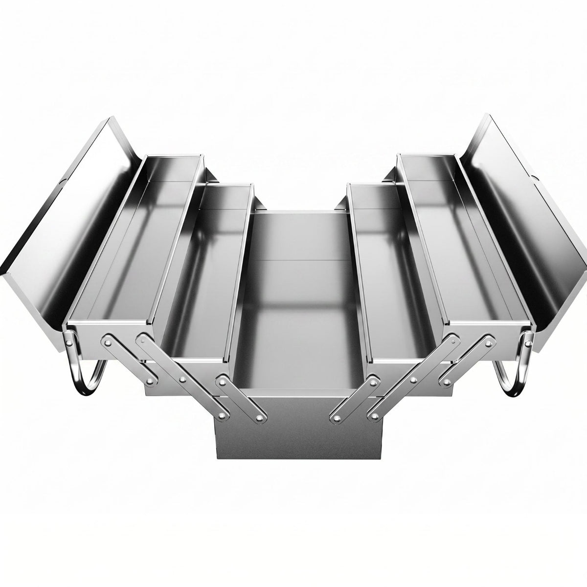 Three-Layer Tool Box Reflective Stainless Steel Tool Box Folding Metal Toolbox Rust Resistant Portable Organizer Easy to Clean
