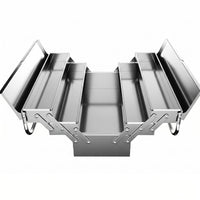 Three-Layer Tool Box Reflective Stainless Steel Tool Box Folding Metal Toolbox Rust Resistant Portable Organizer Easy to Clean