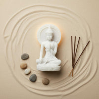 Zen Theme Buddha Statue Spiritual Gift Resin Buddha Statue Good Luck Symbol Sandstone Resin Sculpture Handmade Craft for Meditation Practitioners, Feng Shui Enthusiasts, Living Room, Mindful Movement Studio, Entrance Hall, Office Desk