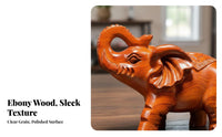 2 Pieces Ebony Wood Elephant Statues Craft Wooden Elephant Statue Good Luck Charm Tabletop Ornament for Art Collectors, Bedroom, Office, Shelf