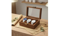 Watch and Jewelry Storage Box Multi-Compartment Design Wooden Jewelry Box Glass Top Watch Display Case Dustproof for Men
