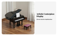 Photography Prop Dollhouse Piano with Bench Realistic Design Miniature Piano and Stool Set Opening Lid Toy Musical Instrument Lightweight for Collectors, Hobbyists, Kids, Room Decoration