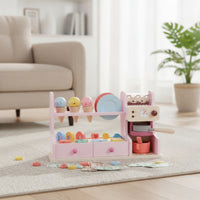 Ice Cream Shop Playset Tabletop Ice Cream Counter Playset Exploratory-Designed Pretend Imaginative Eatery for Kids, Playroom, Classroom