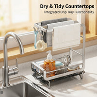 Bathroom Sink Organizer and Drain Rack for General Public, 304 Stainless Steel Tidy Organiser, Versatile Countertop Sponge