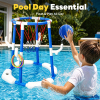 2-in-1 Floating Water Basketball Hoop for Kids Pool Party Outdoor Toys