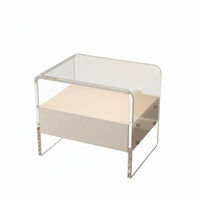 Minimalist Design two-level Transparent Cabinet Modern design 2-Tier Transparent Stand space-saving Size Bedside Table Rounded Corners for Young Adults, homeowners, Apartment Dwellers, Bedroom, Small areas, Living Room, Office